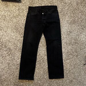 Levi's 501 Mens 32 x 32 Black Dark Wash Denim Jeans Straight Regular Fit